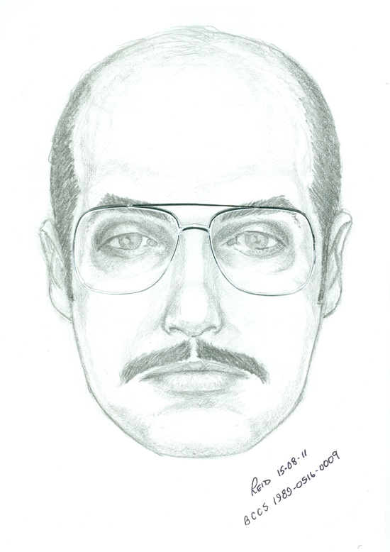 sketch with glasses of unidentified deceased person