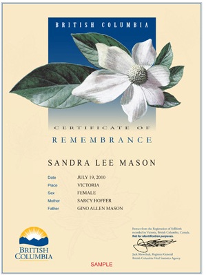 Stillbirth Certificate of Remembrance