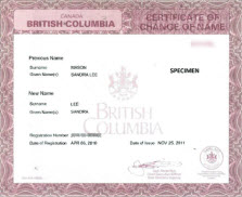 Change of Name Certificate Sample