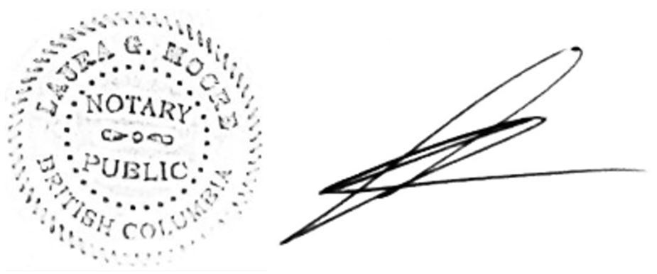 Sample image of a notary seal and signature