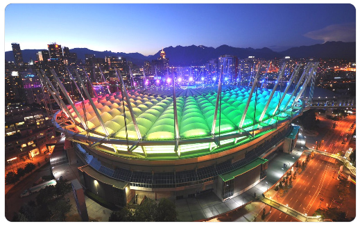 BC Place lights up with rainbow colours to celebrate Multiculturalism Week in BC