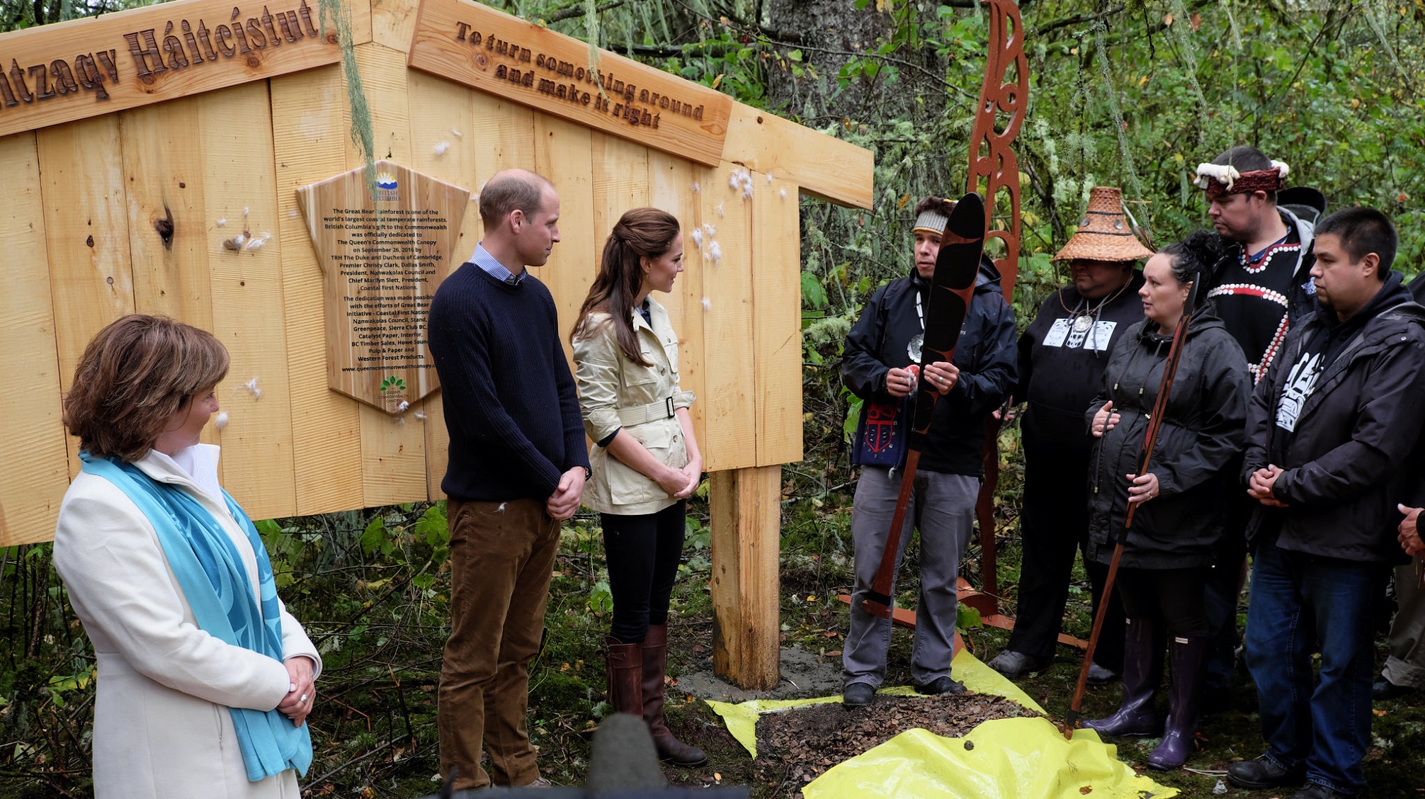 The Duke and Duchess dedicating the Great Bear Rainforest in Bella Bella.