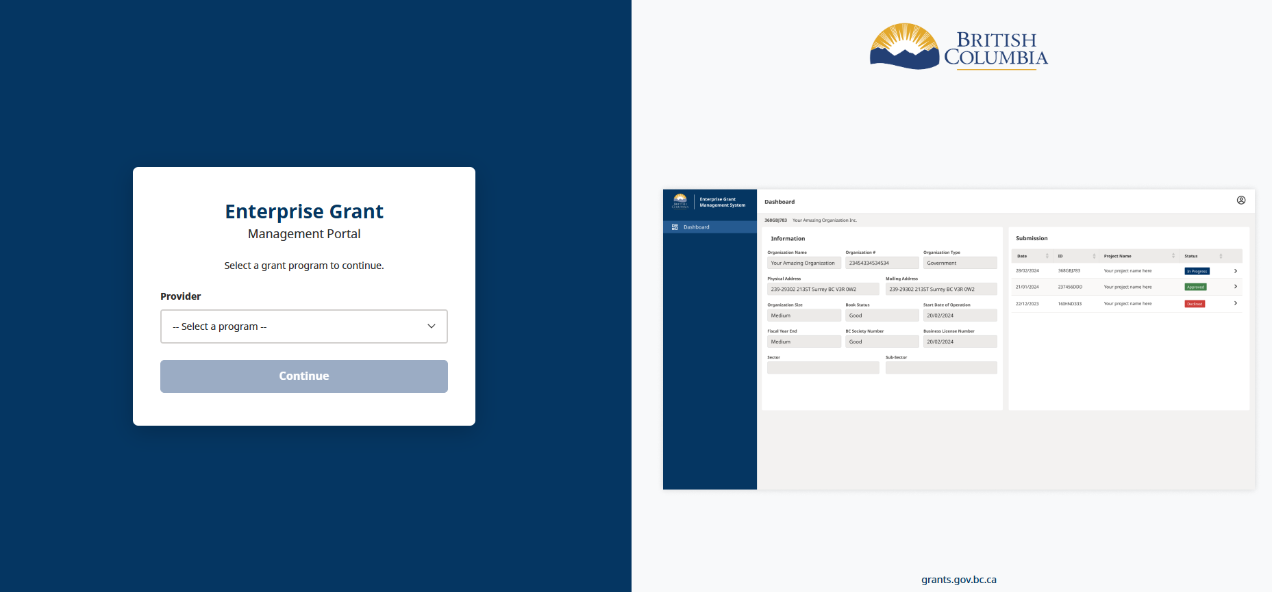 Image of provider selection in portal Image of provider selection in portal