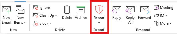 These images shows where the report phish button is located