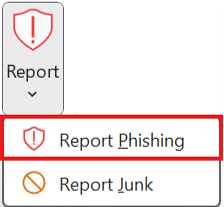 These images shows where the report phish button is located