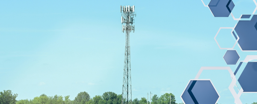 image of a telecommunications tower with multiple devices connected to it