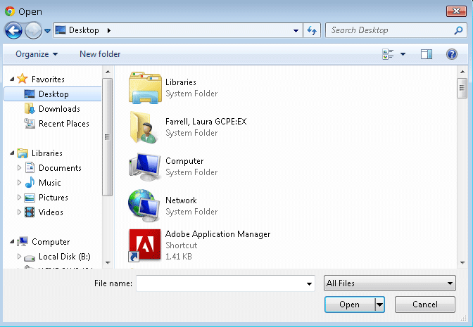 browsing file on computer