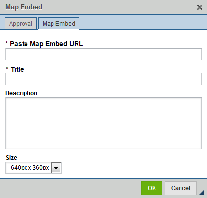 Map Embed Properties box 