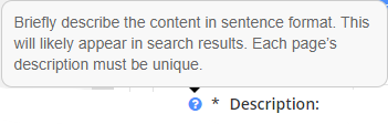 screen shot of the Description field help text
