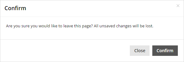CMS Lite warning message when navigating away from a page with unsaved changes