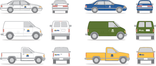 Examples of visual identity program on vehicles