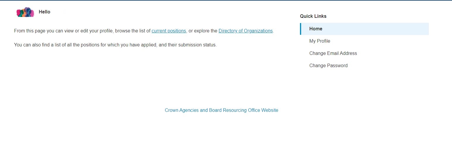 CABRO board appointment application profile home page screen