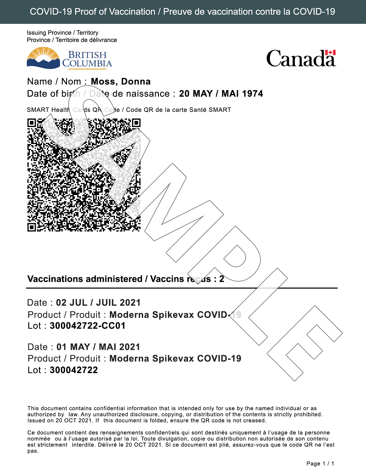 Proof of vaccination – Province of British Columbia