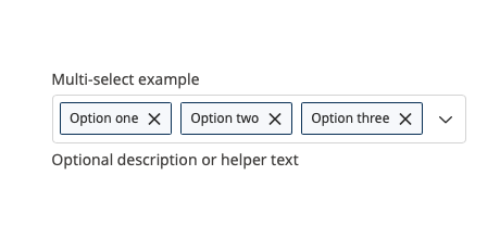 An illustration of the select component with multiple selections An illustration of the select component with multiple selections