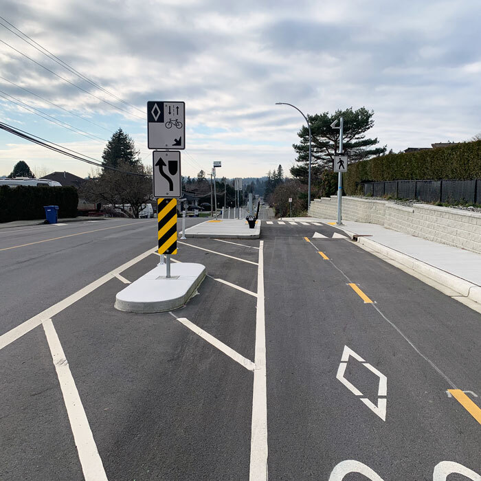 image of cycle path separated from road
