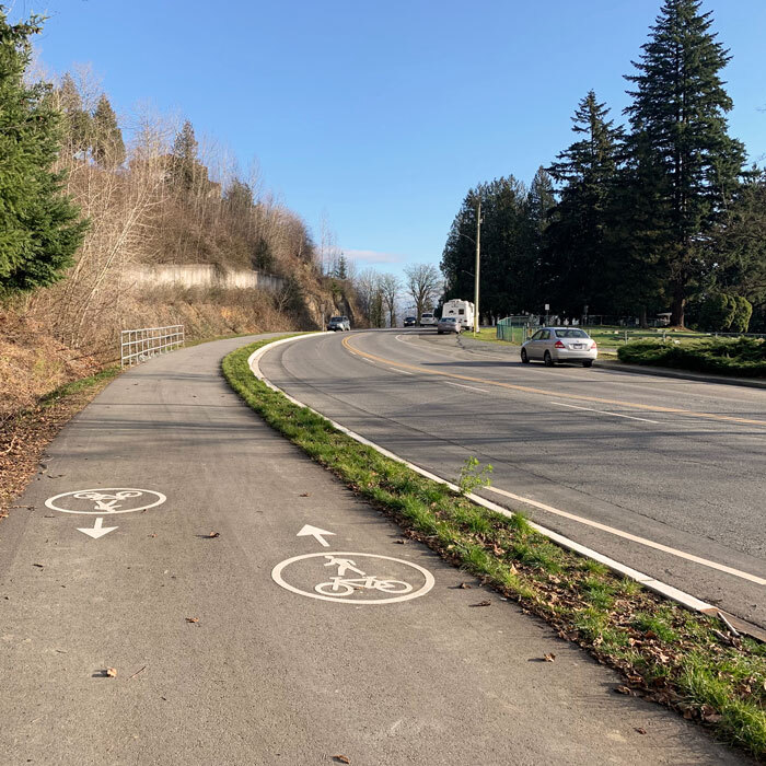 Cycle path beside road