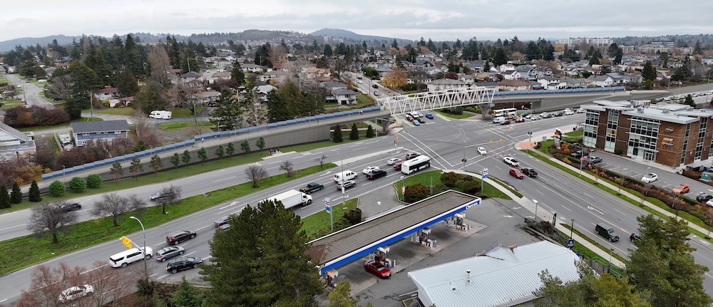 View of Tillicum pedestrian overpass from the air