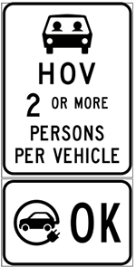 HOV and Electric Vehicle OK sign