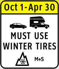 passenger vehicle winter tires sign