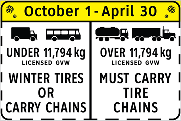 notice sign for winter tires