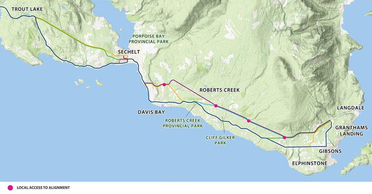 Map of Alignment Options for an Alternate Highway 101 Route