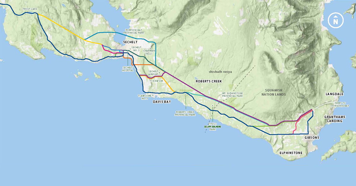 Map of Highway 101 with alternate routes considered