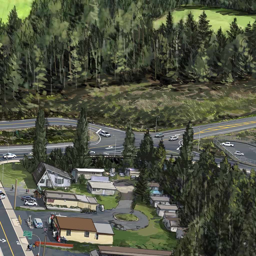 Artist’s rendering of Upper Balfour Road safely rerouted