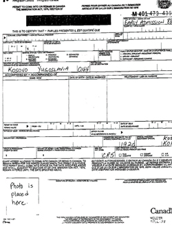 Sample Documents Issued by Immigration Canada