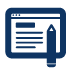 An icon of a pencil over a transcript webpage, representing the process of ordering transcripts.