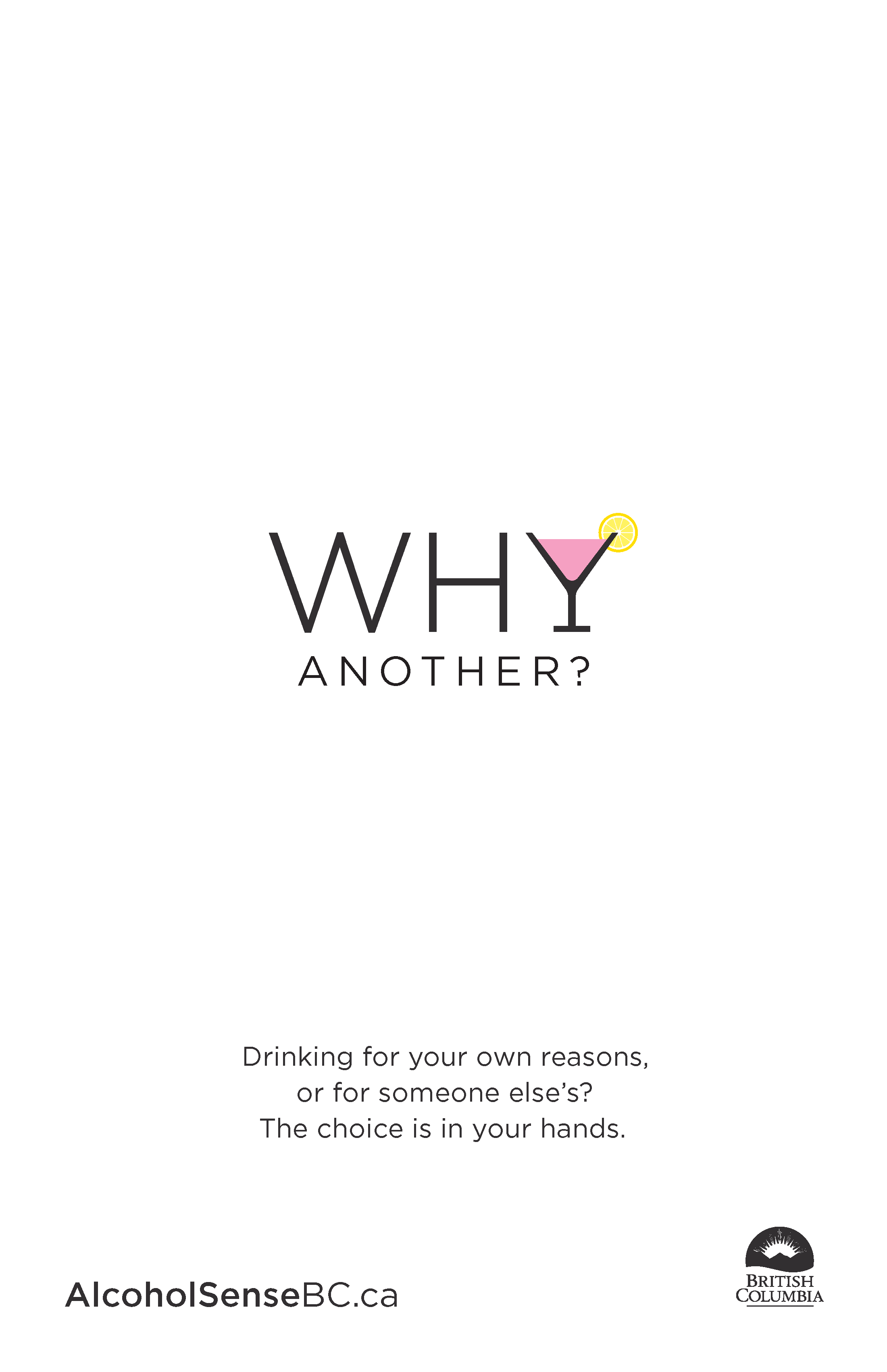 Alcohol sense social responsibility poster with white background.