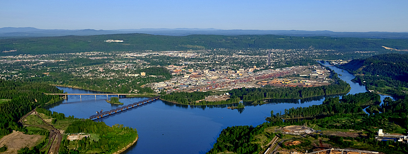 Aerial shot of Prince George