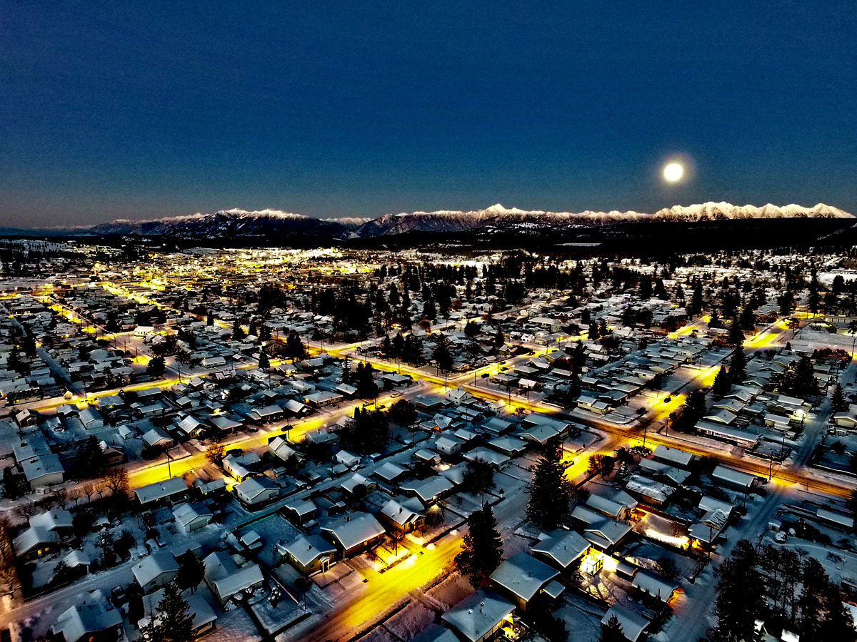 Full moon over Cranbrook in winter