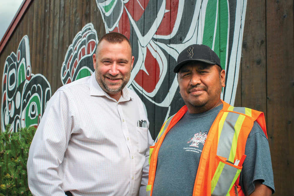 K��awat̕si CEO Conrad Browne and Gwa’sala-’Nakwaxda’xw councillor Darryl Coon.