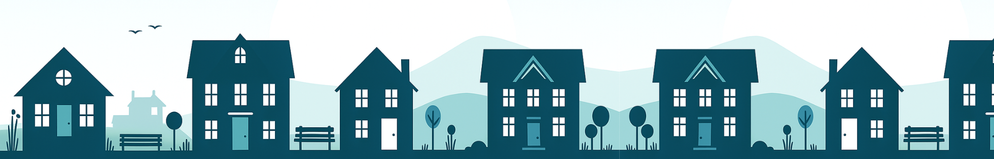 webpage banner showing shadow of buildings in a line
