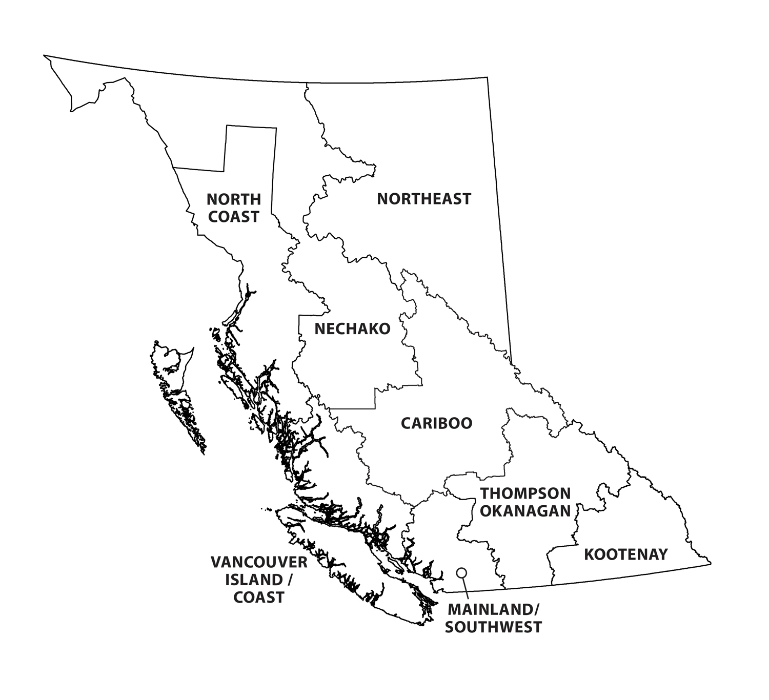 B.C.’s eight regions map