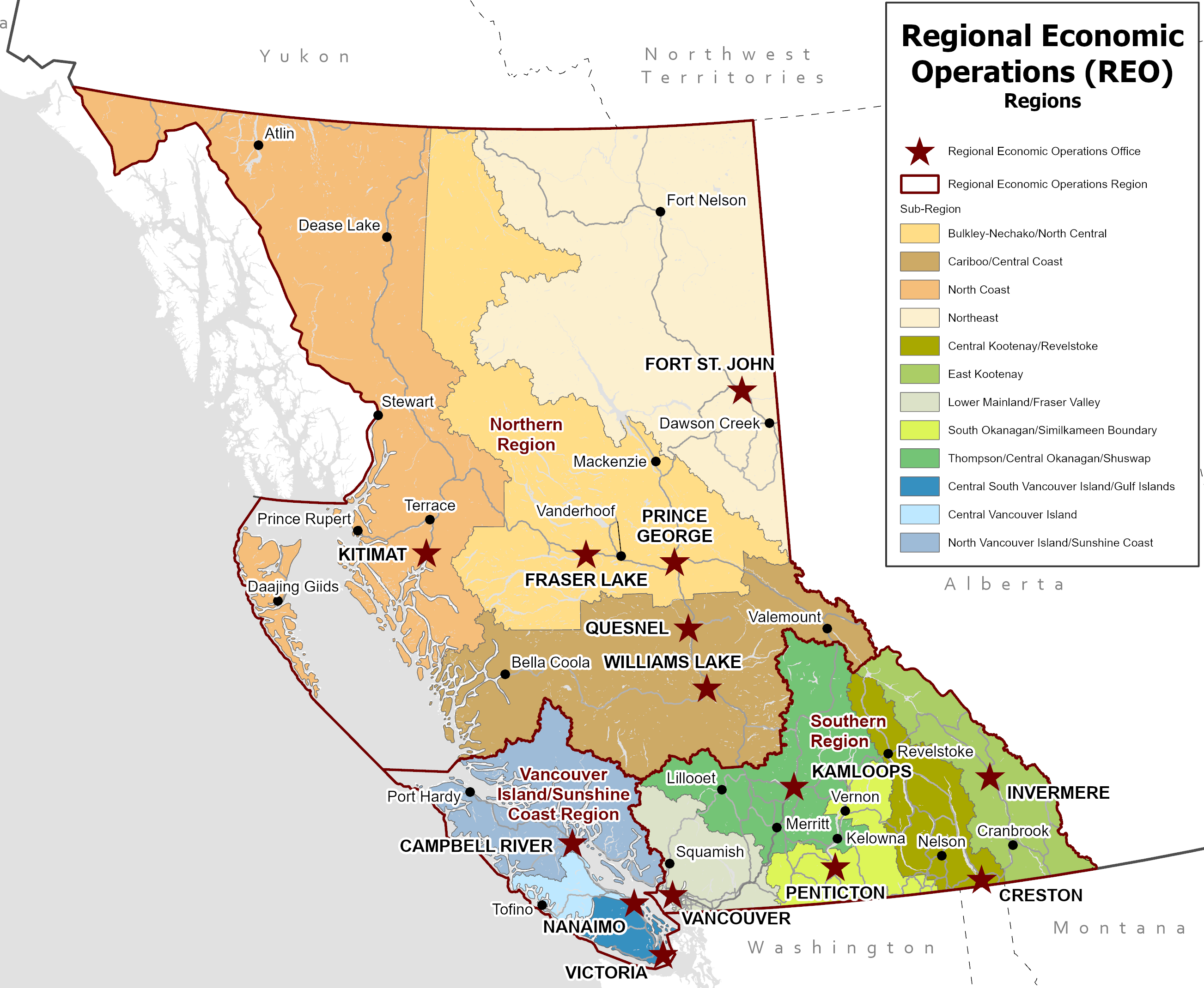 Economic Development Services B.C. Map Regions
