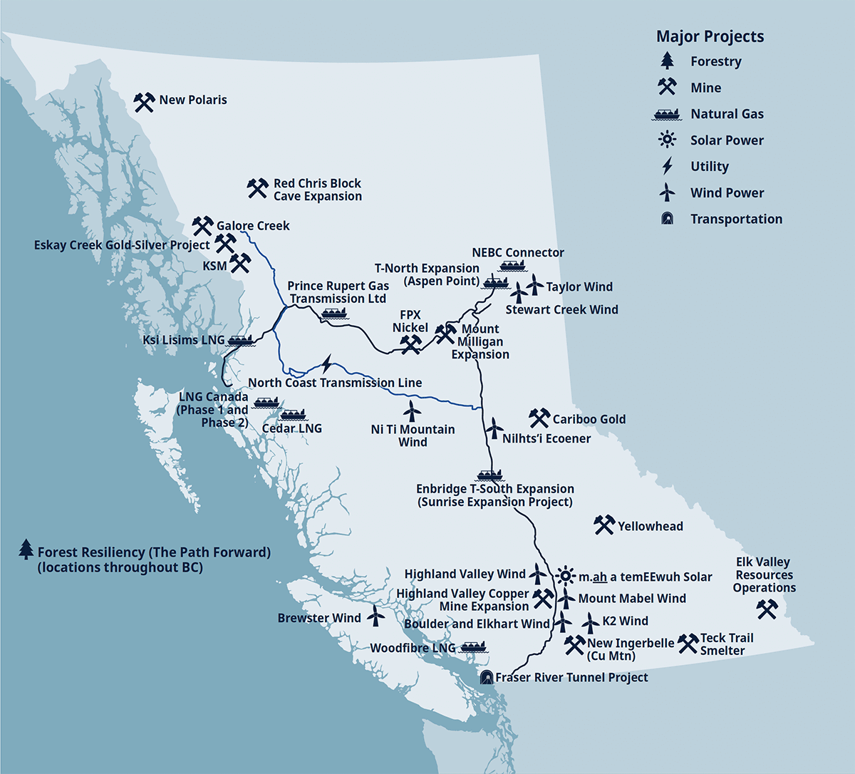 Map of BC with List of Major Projects Map of BC with List of Major Projects