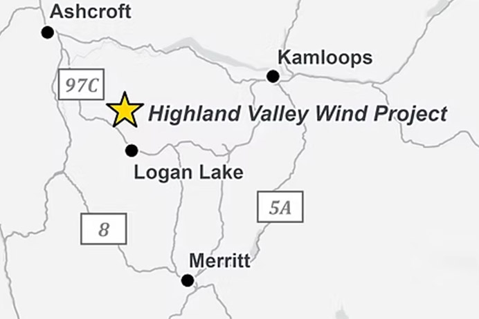 Highland Valley Wind project map (Source: Capstone)
