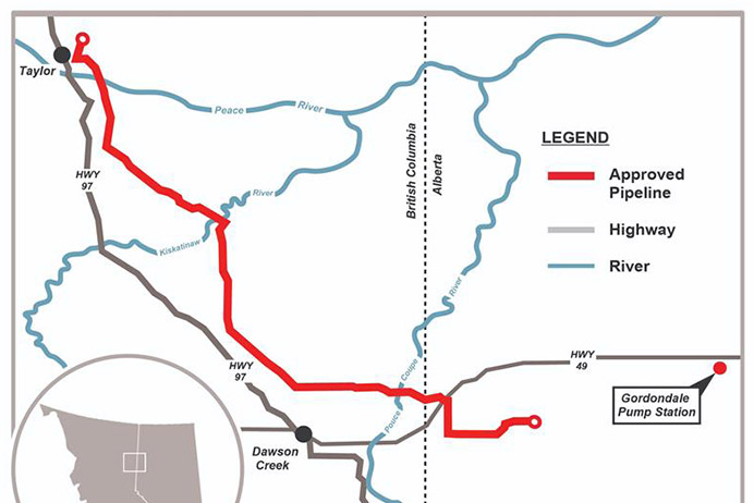Taylor to Gordondale project map (Source: Pembina)