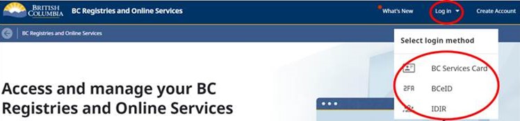 Sign in for BC Registries