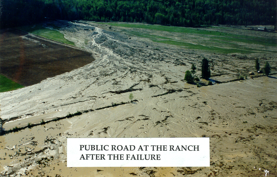 Washed out road after Cannon Creek failure