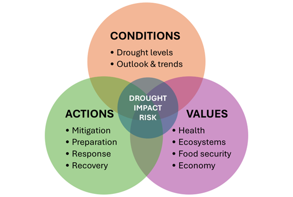 Drought impact risk diagram. Diagram is described in text above. 