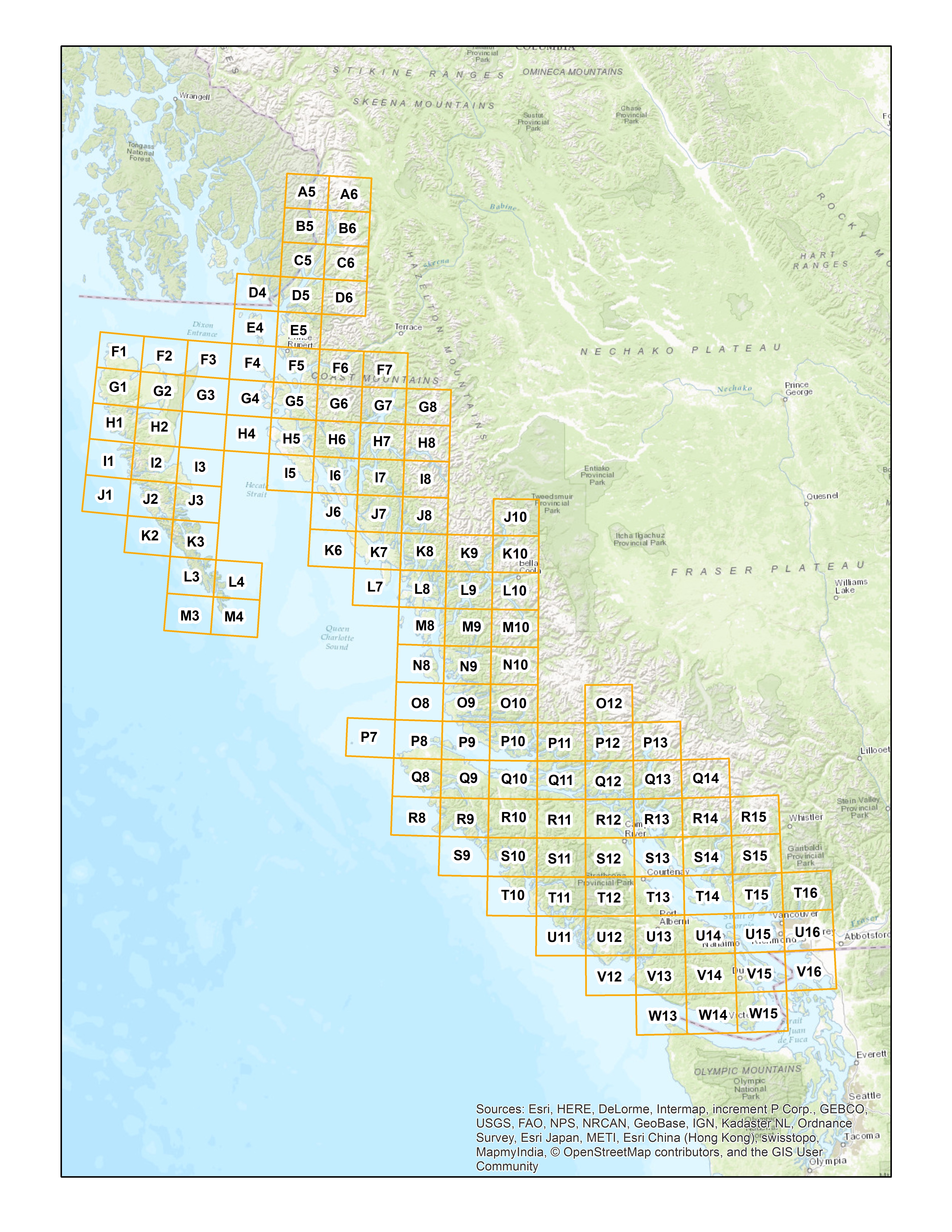 Map of coastal flooplain areas in B.C.