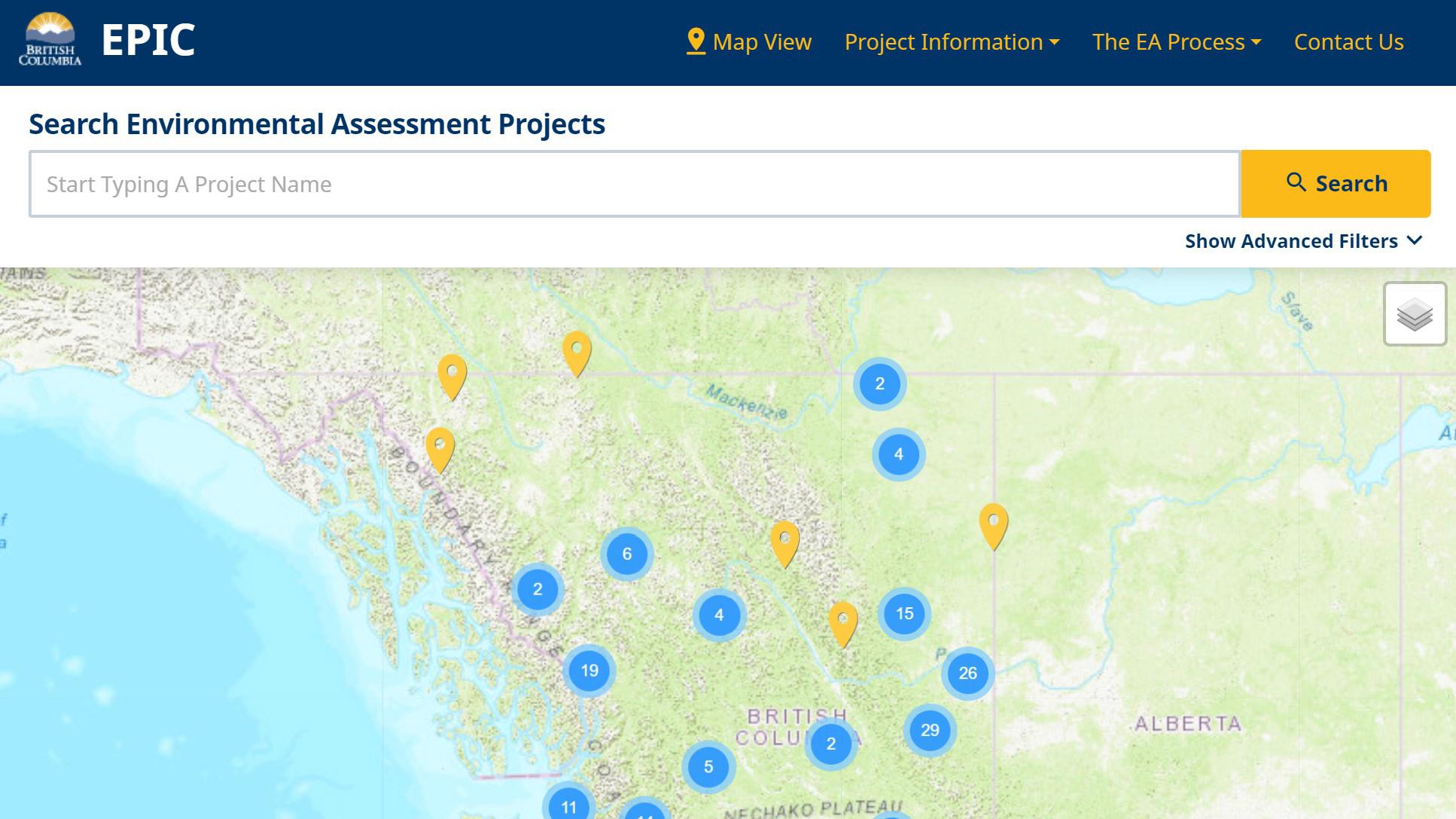 Image of B.C. map with project pinpoints