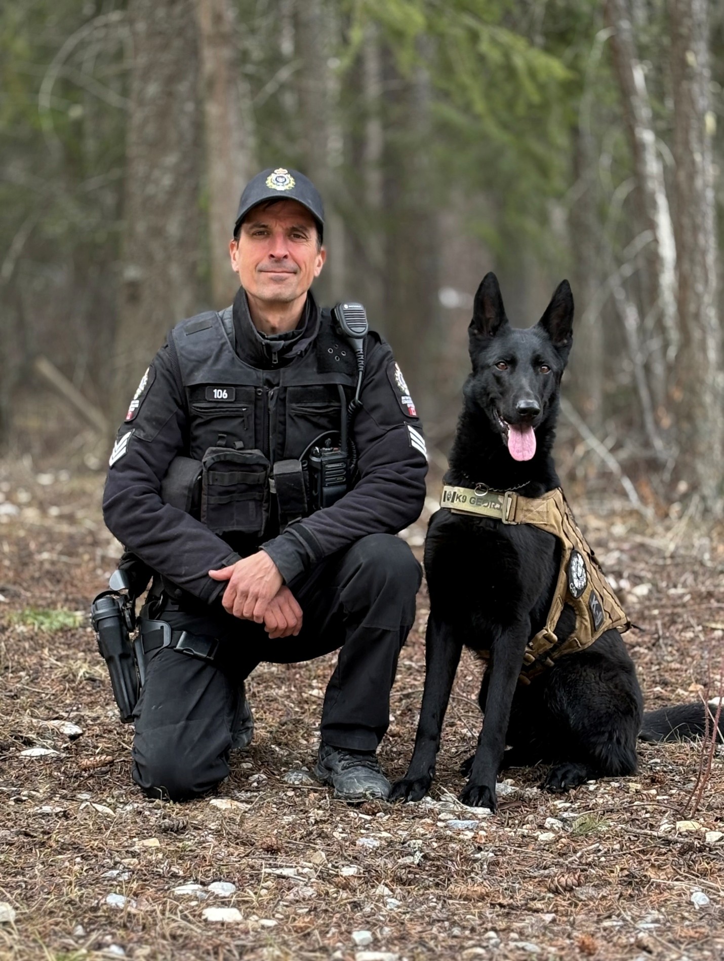 K9 Georja with her handler Dan Bartol. K9 Georja with her handler Dan Bartol.