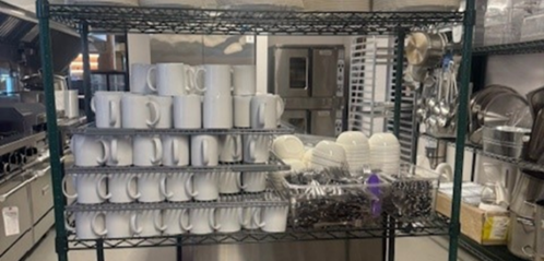 utensils washed and stacked