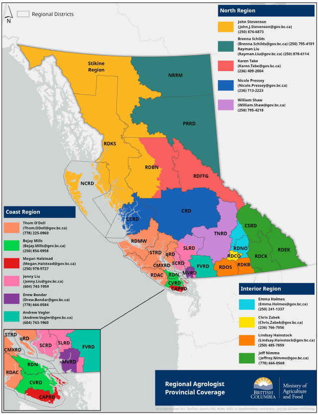 Map of B.C. with regional districts