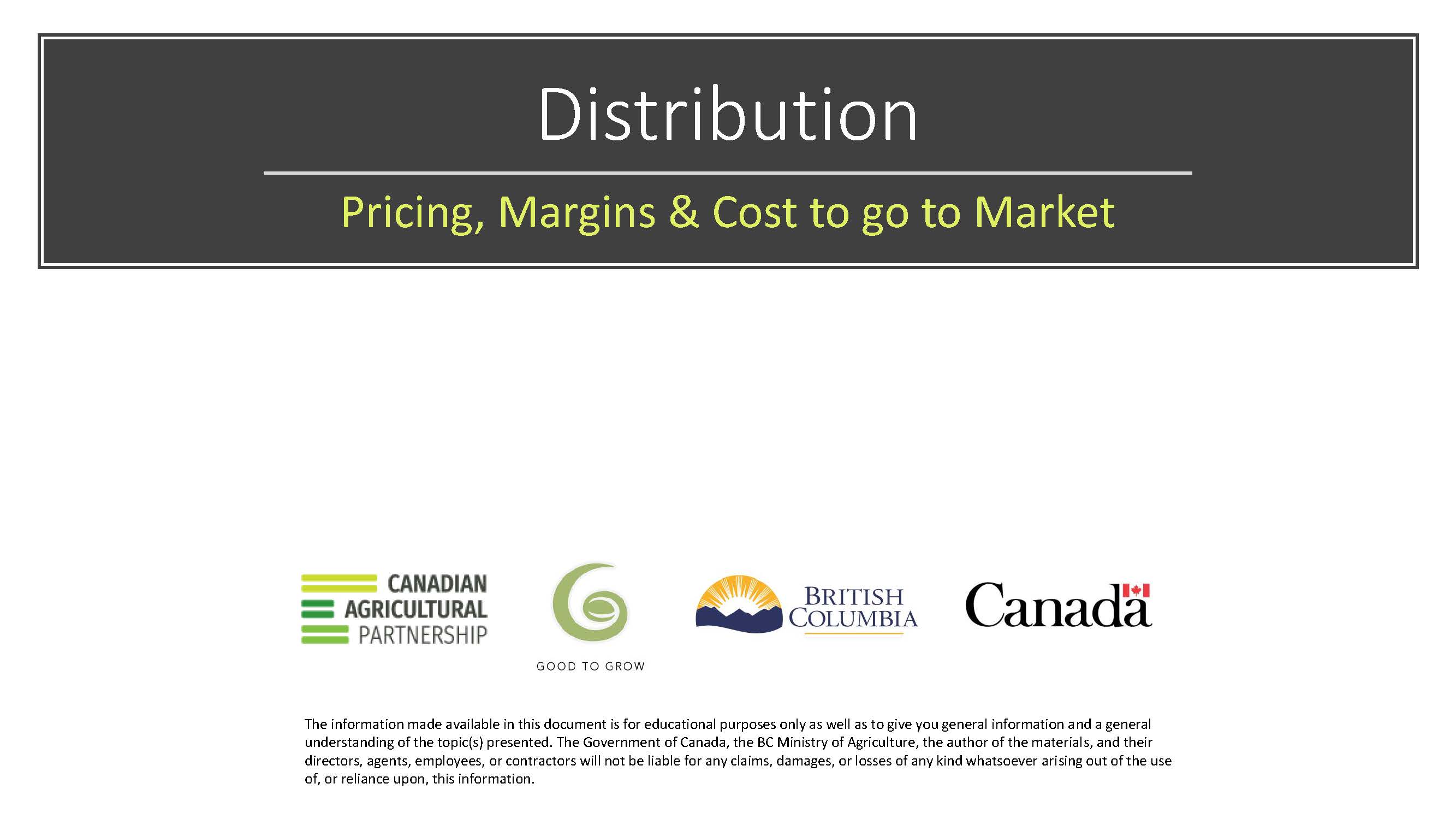 Distribution and Pricing