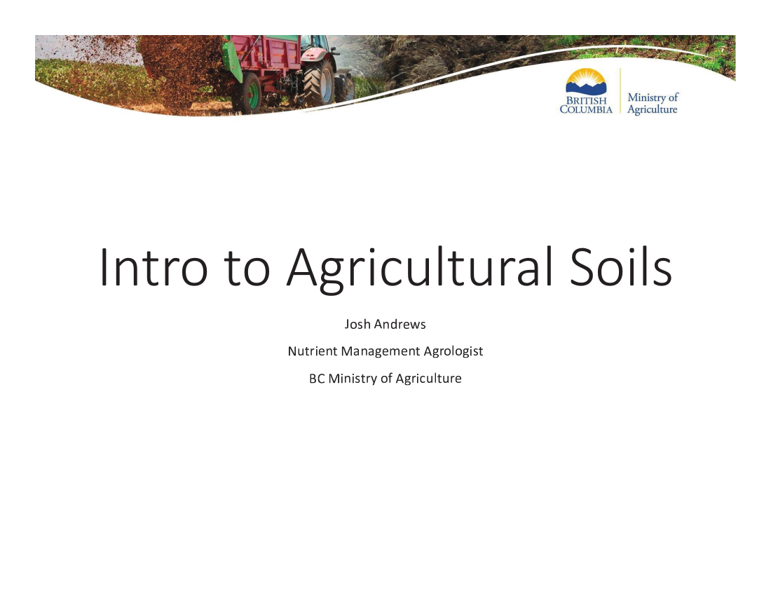 Introduction to Agricultural Soils