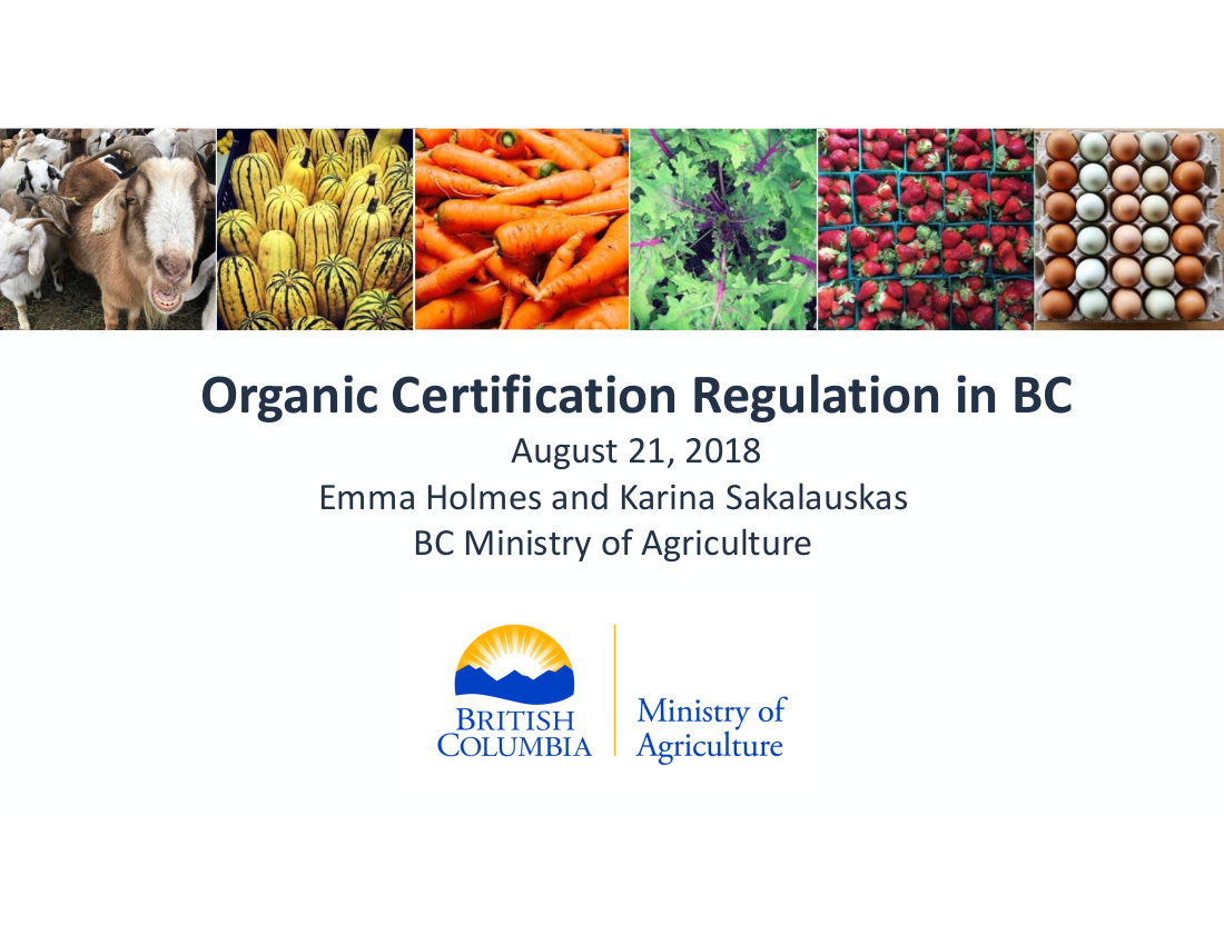 Organic Certification Regulation in BC Webinar